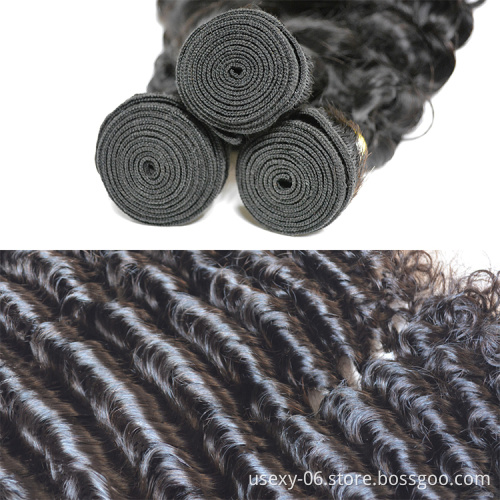 Deep wave 3 Human Hair bundle With 13x4 13x6 13x8 swiss Lace Frontal